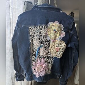 Women's Denim Jacket, Dragonfly & Lace